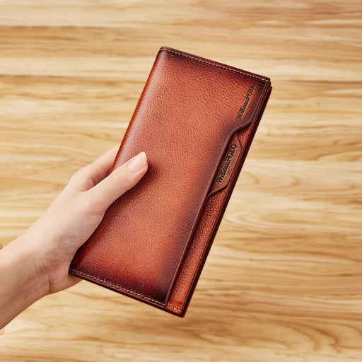 men's long leather wallet with strap - MRSLM