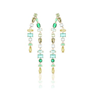 geometric zircon double tassel earrings, view 6 - MRSLM
