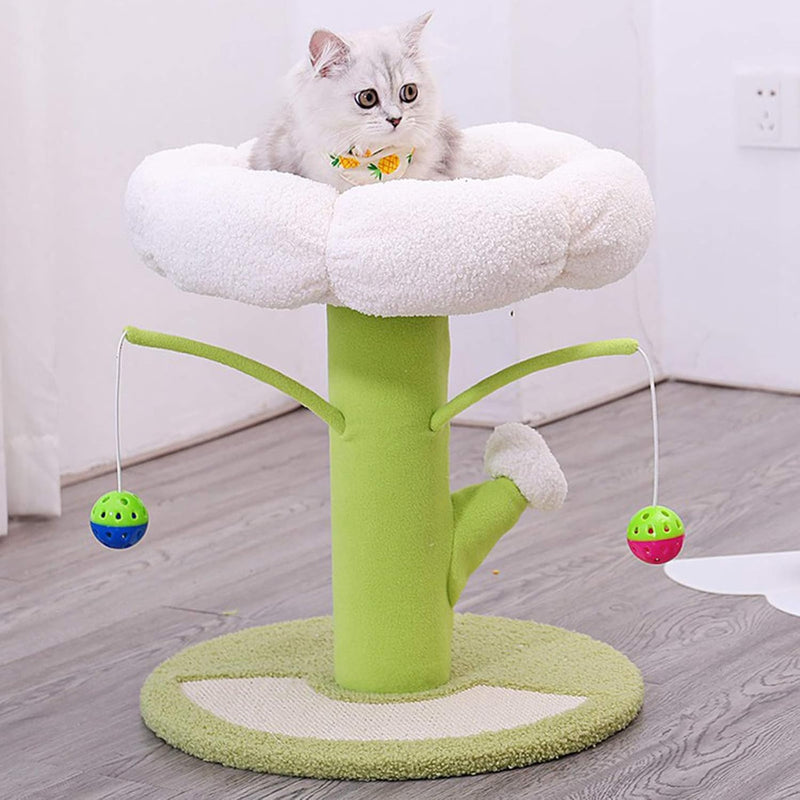 cat tree tower with scratcher post, view 3 - MRSLM