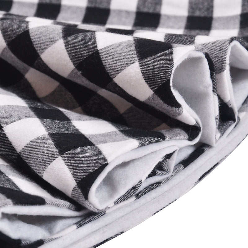black and white plaid christmas tree skirt, view 3 - MRSLM