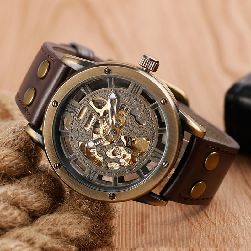 men's hollowed-out retro automatic watch, view 9 - MRSLM