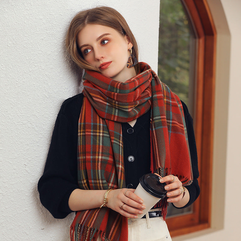 Winter plaid scarf for women, view 5 - MRSLM