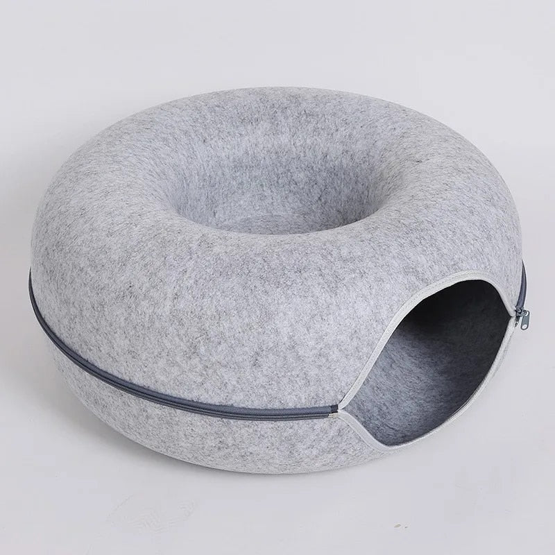 foldable felt cat tunnel bed, view 3 - MRSLM