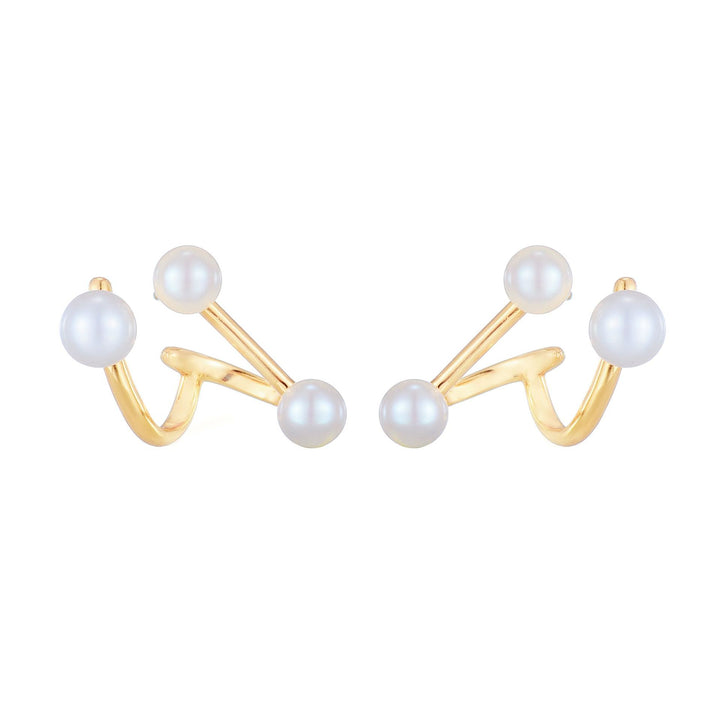 S925 Silver Gilded Earrings Freshwater Pearl Stereoscopic Personality