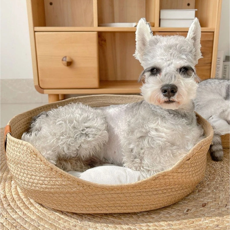 Handmade bamboo weaving cat and puppy bed, view 6 - MRSLM