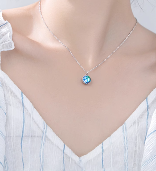S925 sterling silver mermaid tear necklace, view 2 - MRSLM