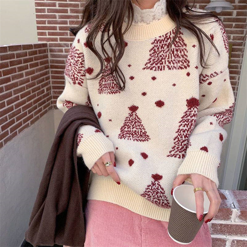 Women's Christmas tree jacquard sweater, view 11 - MRSLM