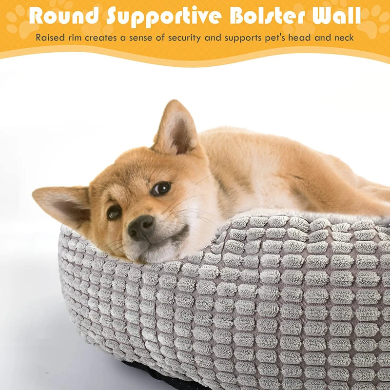 cozy hooded fluffy round pet bed, view 6 - MRSLM