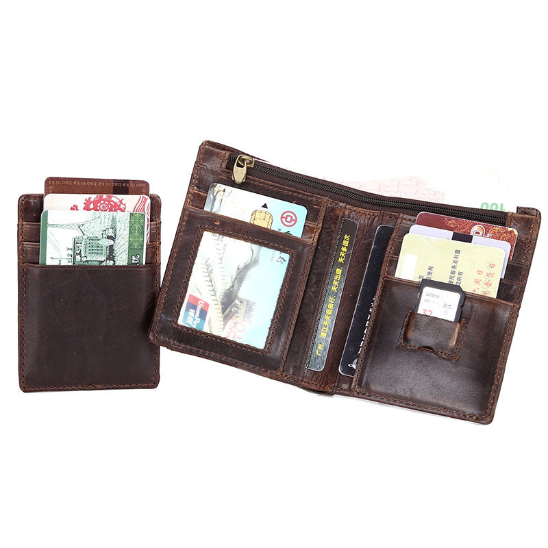 Men's brown leather wallet, view 4 - MRSLM