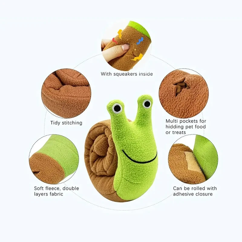 plush snail snuffle toy for dogs, view 7 - MRSLM