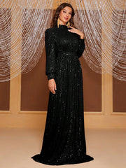 sequin evening long dress, view 8 - MRSLM