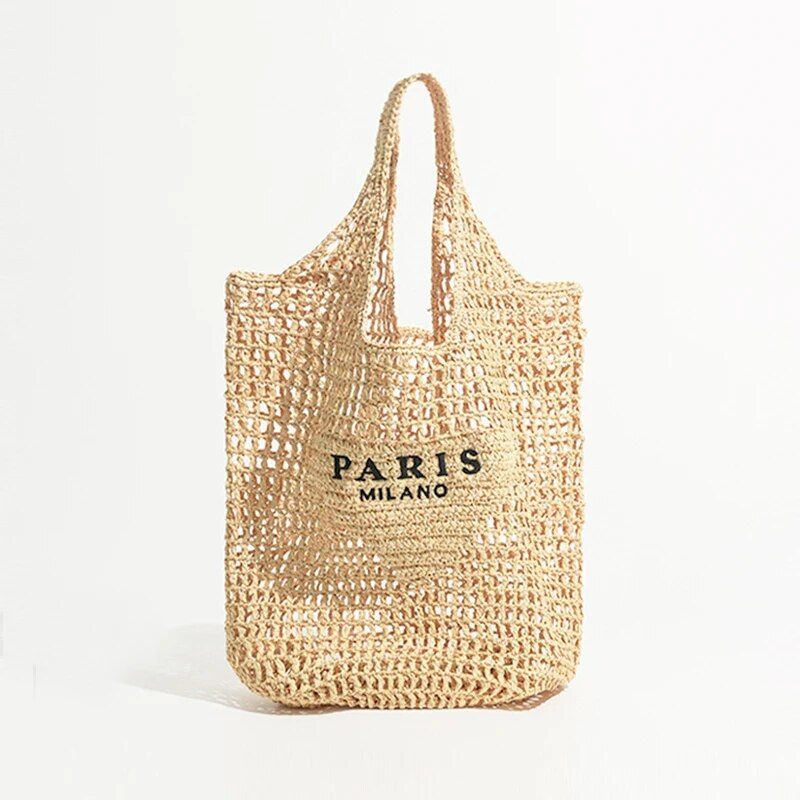 plaited raffia straw bucket bag, view 4 - MRSLM