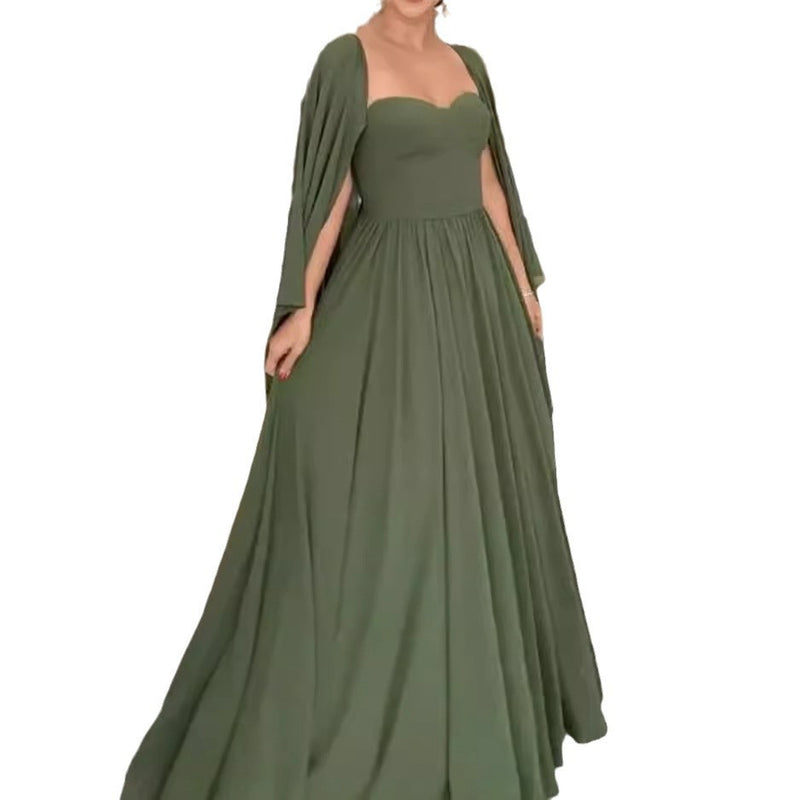 Women's green split long dress, view 5 - MRSLM