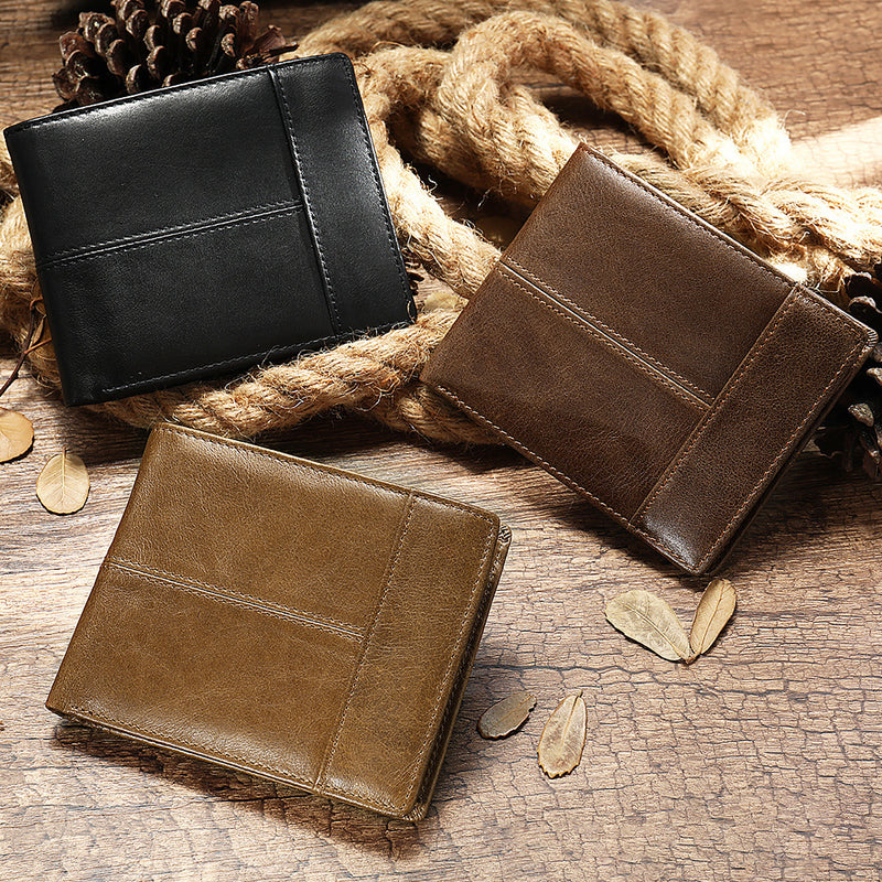 men's leather short wallet - MRSLM