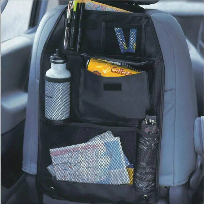 Universal Waterproof Car Seat Back Organizer: Multifunctional Storage in Black