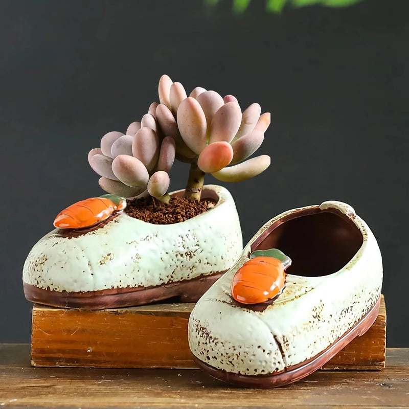 ceramic boot vase for succulents, view 4 - MRSLM
