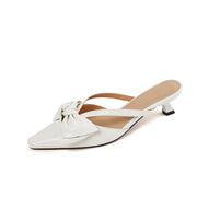 elegant leather mules with bowknot, view 10 - MRSLM