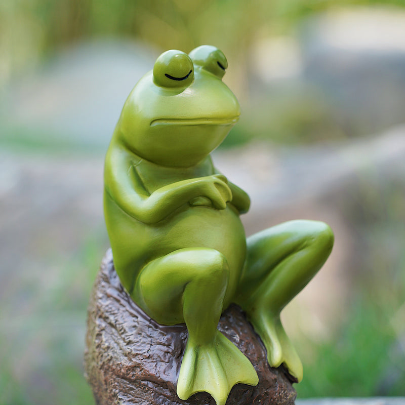 Charming resin thinking frog figurine, view 4 - MRSLM