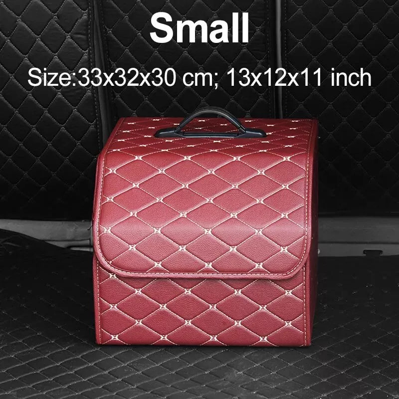 Collapsible faux leather car trunk organizer, view 3 - MRSLM