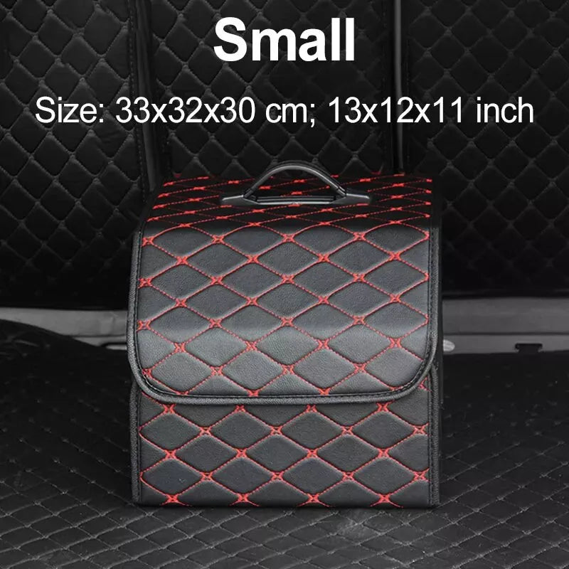 Collapsible faux leather car trunk organizer, view 4 - MRSLM
