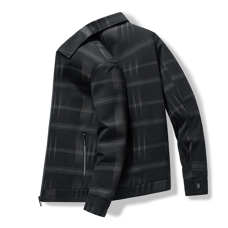 mens turn-down collar plaid coat, view 4 - MRSLM