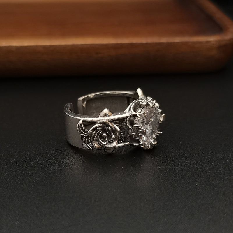 vintage boulder flower silver ring - MRSLM