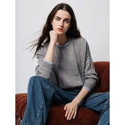 Women's twisted pattern pullover sweater, view 5 - MRSLM