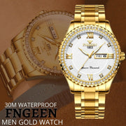 men's gold stainless steel quartz watch, view 6 - MRSLM