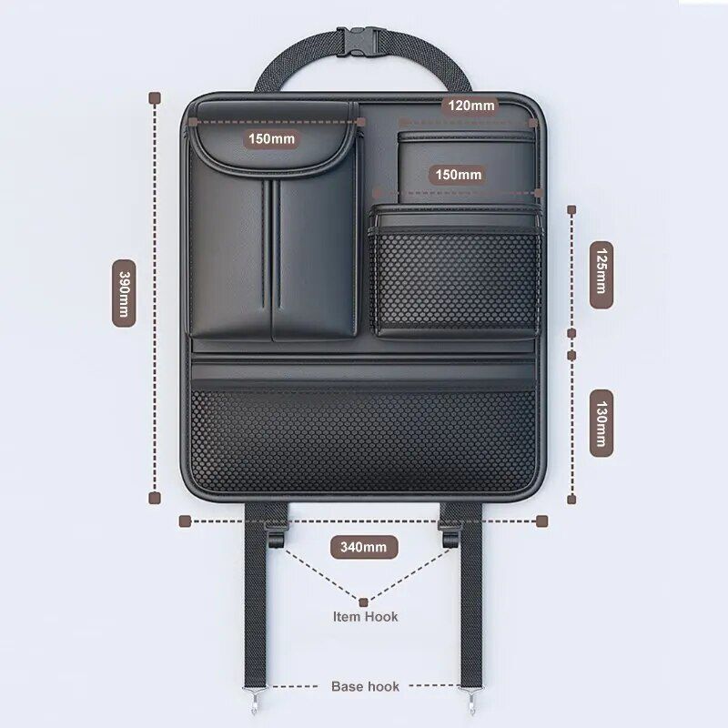 Car seat back organizer with multi-pockets, view 6 - MRSLM