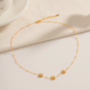 golden daisy trio necklace, view 5 - MRSLM