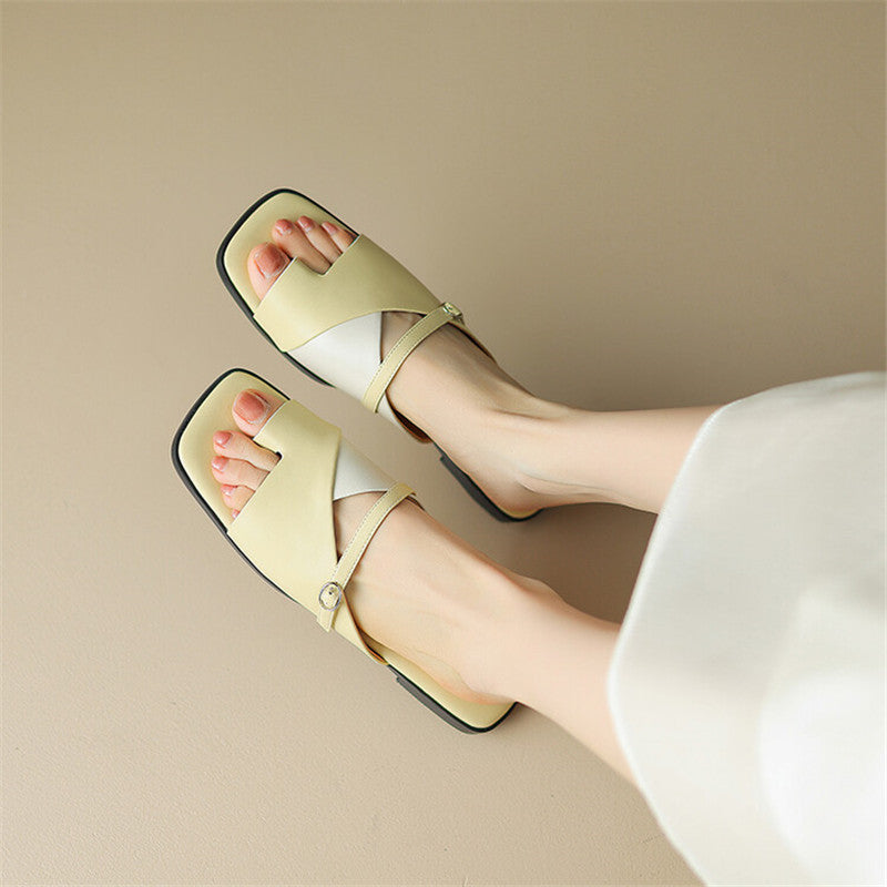 women's leather summer slippers, view 21 - MRSLM