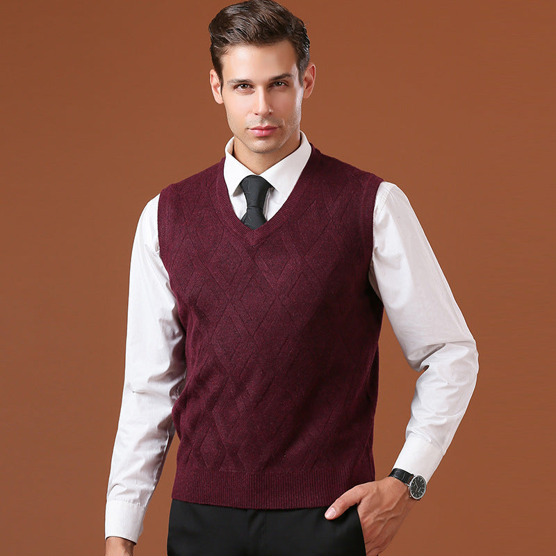Men's V-neck knit sweater vest - MRSLM