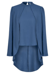 women's half collar faux two-piece shirt, view 6 - MRSLM