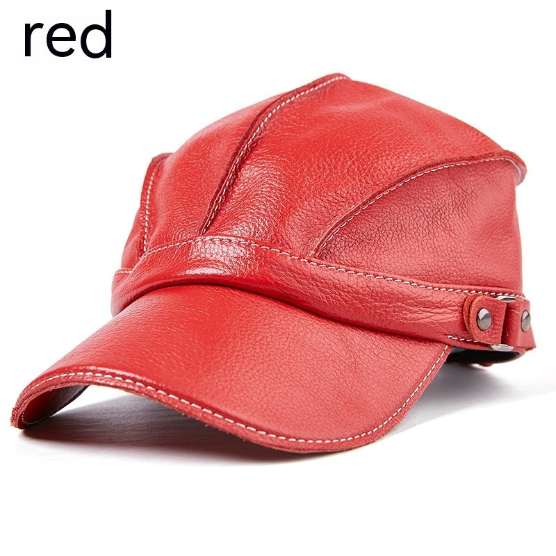 Men's leather baseball cap with earmuffs, view 4 - MRSLM