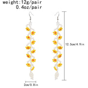 yellow resin long tassel drop earrings, view 8 - MRSLM