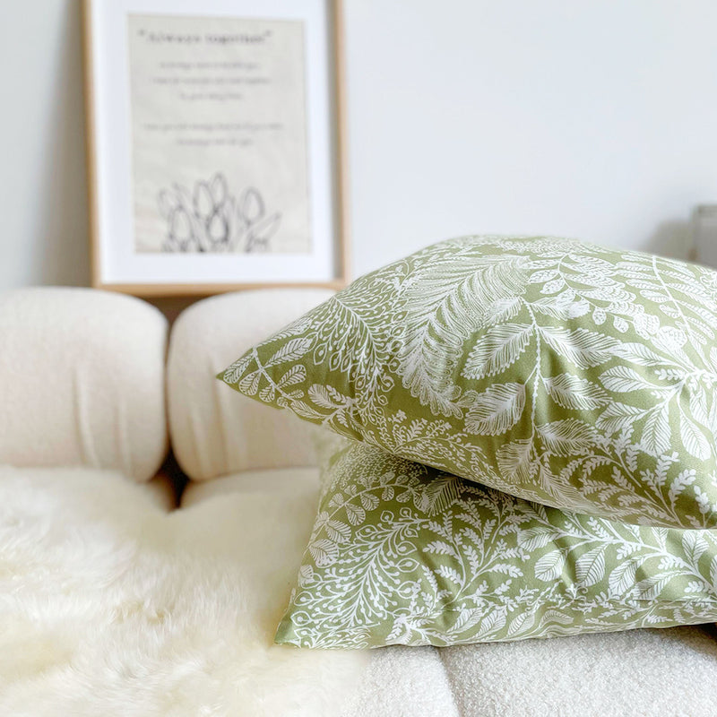 green floral nordic throw pillow case, view 6 - MRSLM