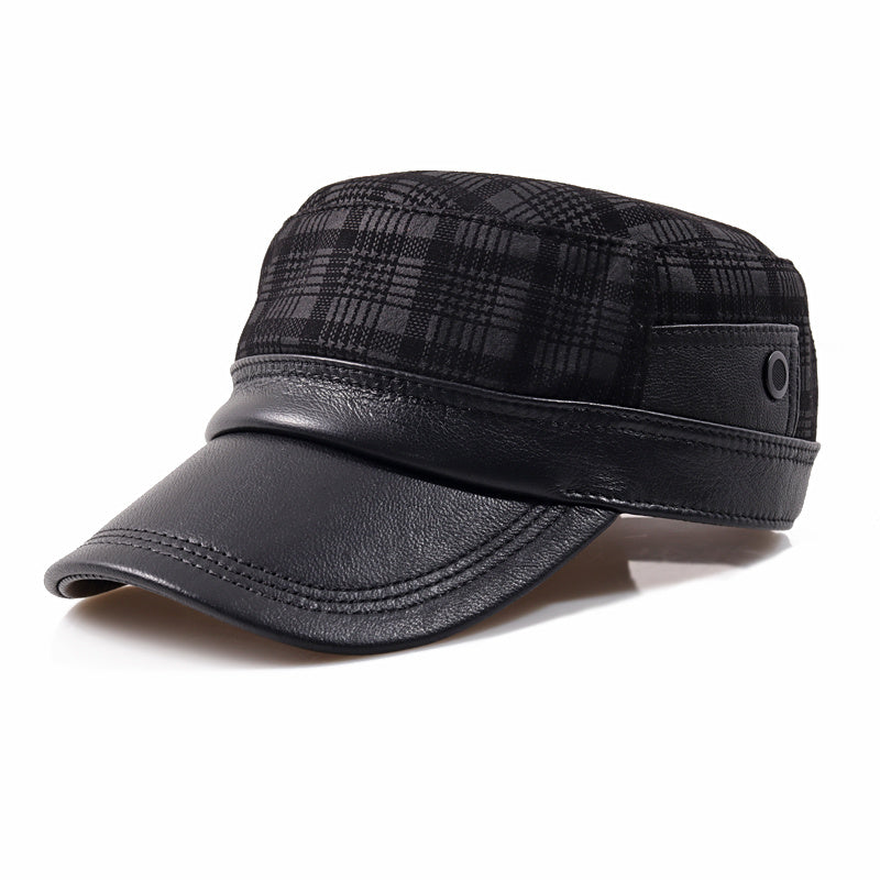 flat-top men's sheepskin newsboy cap, view 8 - MRSLM