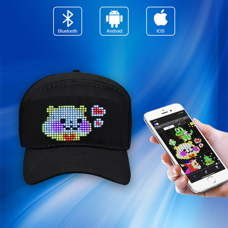 Bluetooth flexible LED screen hat, view 3 - MRSLM