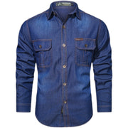 men's washed denim shirt, view 5 - MRSLM