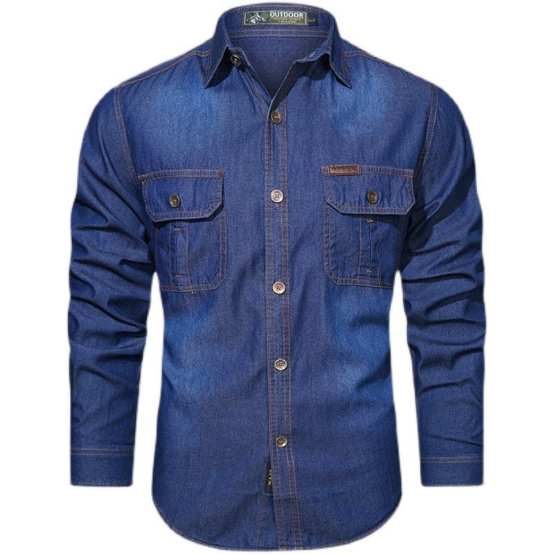 men's washed denim shirt, view 5 - MRSLM