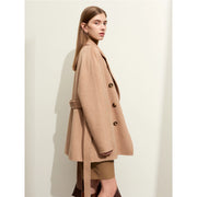 women's long double-breasted wool coat, view 7 - MRSLM