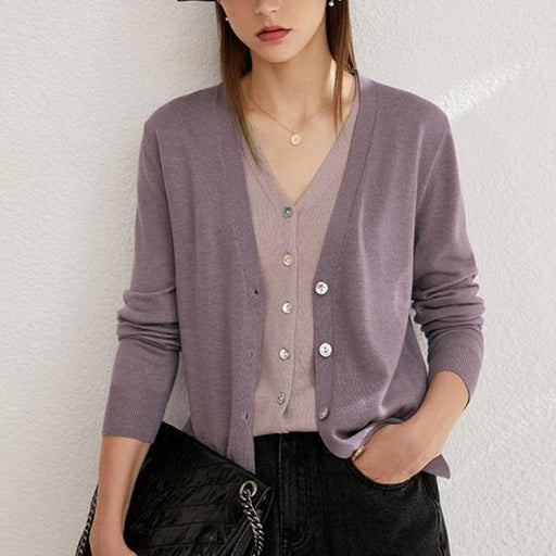 minimalist v-neck wool blend cardigan - MRSLM