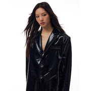women's glossy PU leather jacket, view 5 - MRSLM