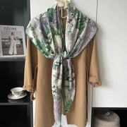 silk cashmere square scarf with print, view 3 - MRSLM