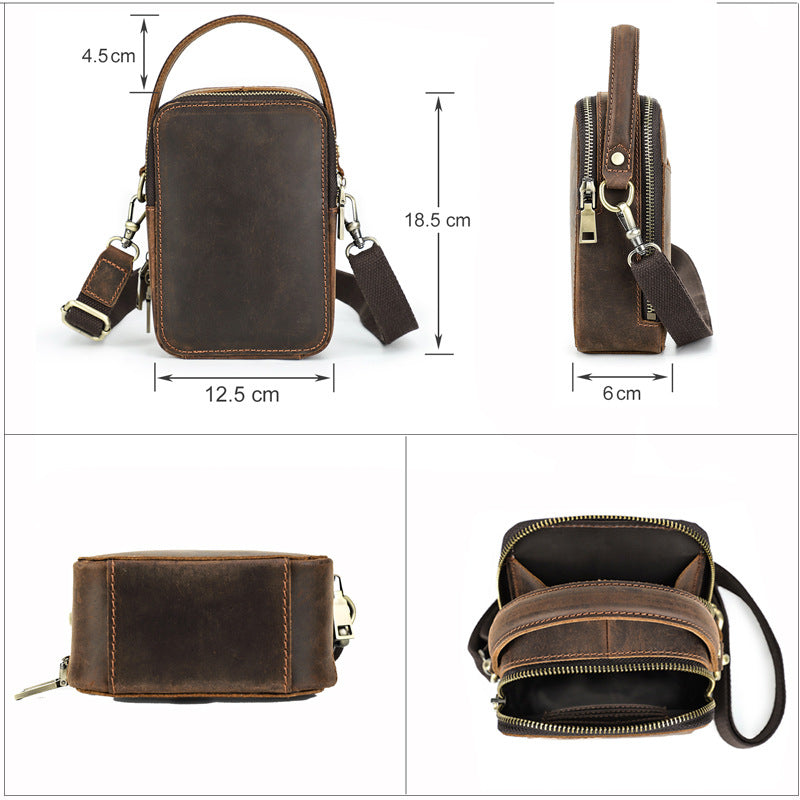 men's retro leather messenger bag, view 3 - MRSLM