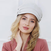 genuine leather military hat with belt, view 2 - MRSLM