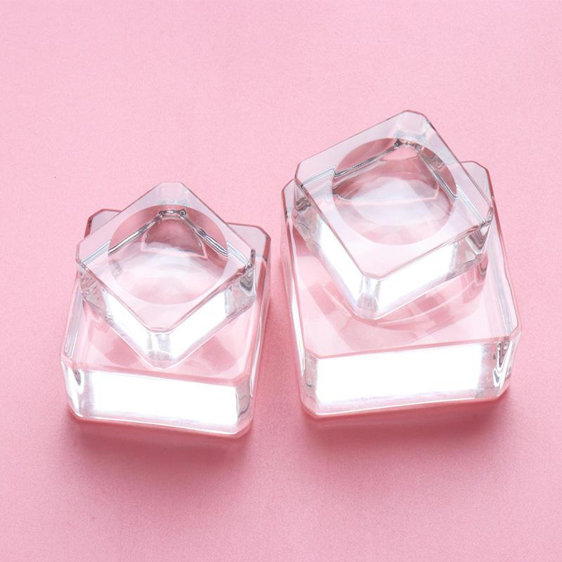 square crystal glass eyelash glue holder, view 8 - MRSLM
