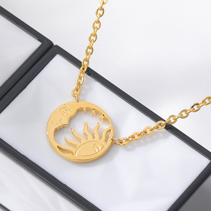 moon and sun coin pendant necklace, view 8 - MRSLM