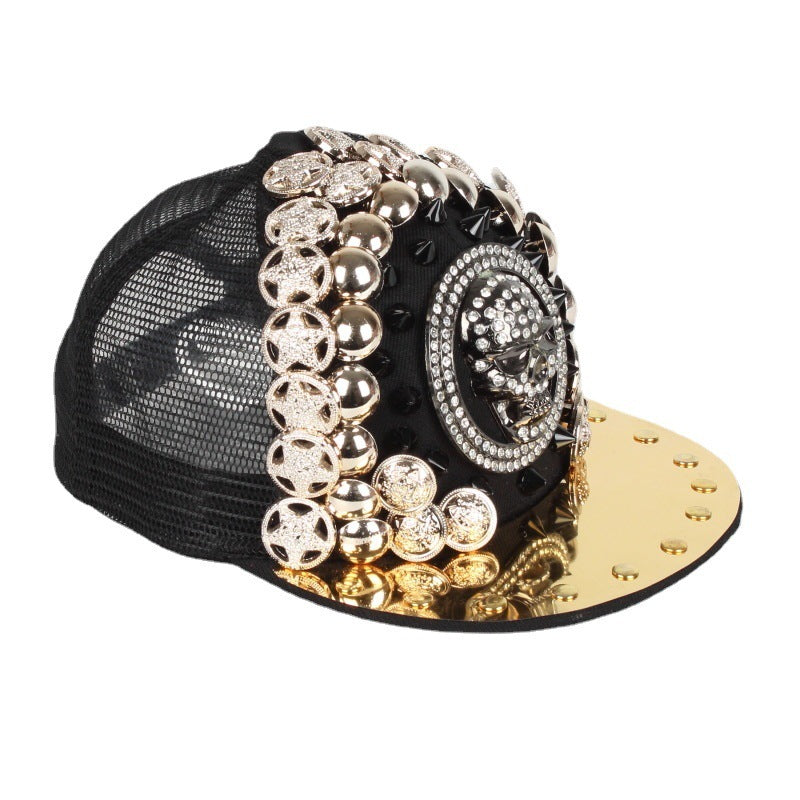 skull leopard head rivet baseball cap, view 3 - MRSLM