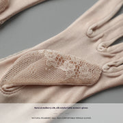 Women's lace silk gloves, view 3 - MRSLM